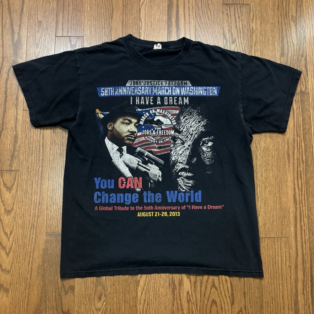Vintage MLK T Shirt Rap Tee I Have A Dream Y2K Black Faded Men's Large History
